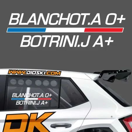 Lettrage rallye noms pilote copilote 8